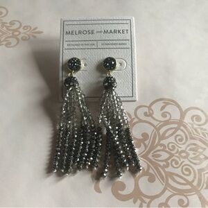 Melrose and Market Black and Silver Fringe Earrings